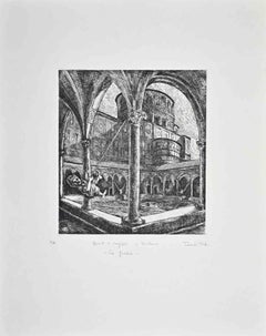 Children and Teens in Milan-Le Grazie - Etching by Amedeo Tedeschi Toschi - 1990