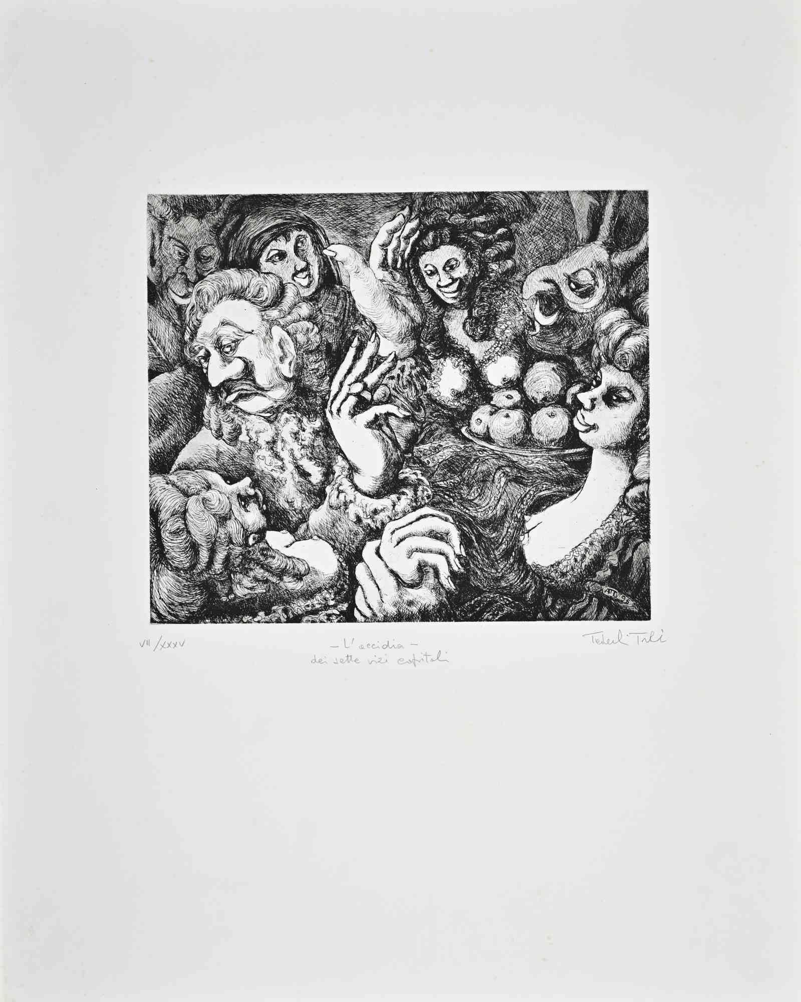 Acquaforte realizzata da Amedeo Tedeschi Toschi nel 1996 ca.

Firmato a mano e numerato a matita.

Edizione di 35 esemplari.

Condizioni eccellenti.