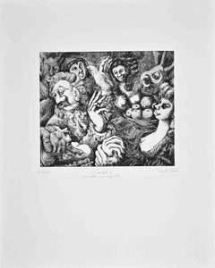 Aguafuerte perezoso de Amedeo Tedeschi Toschi-1990