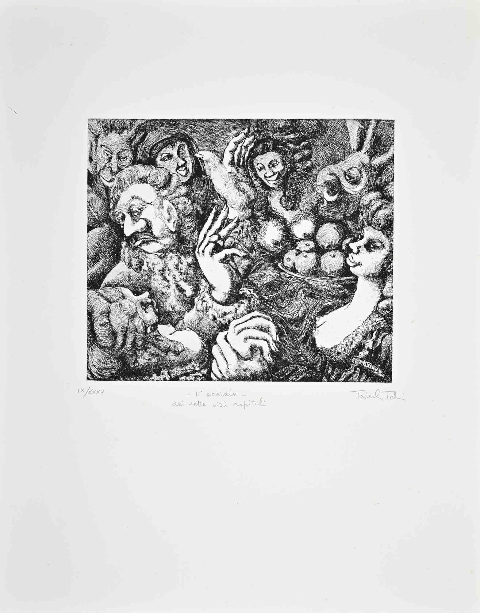 Sloth-Etching by Amedeo Tedeschi Toschi-1990