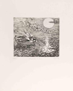 El Pescador - Aguafuerte de Amedeo Tedeschi Toschi - Años 90