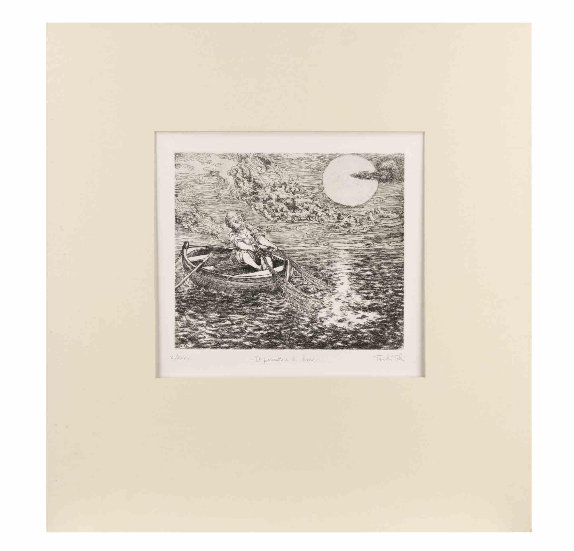 Etching realized in 1990s.

Hand signed and numbered in pencil.

Edition of 35, in roman numbers.

Very Good condition, matted.