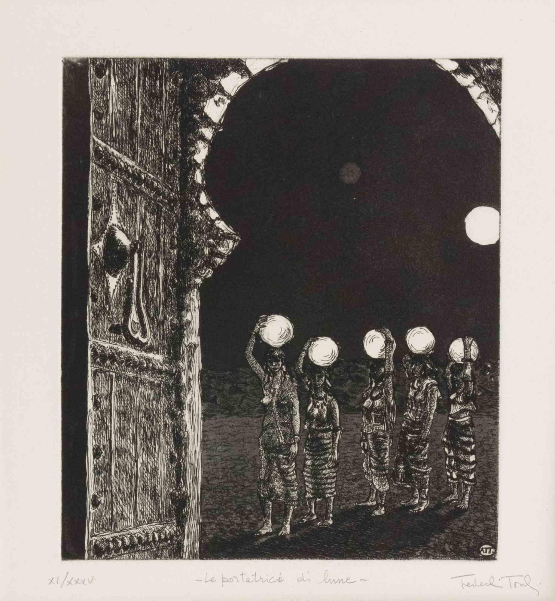 Etching realized in 1990s.

Hand signed and numbered in pencil.

Edition of 35, in roman numbers.

Very Good condition, matted.