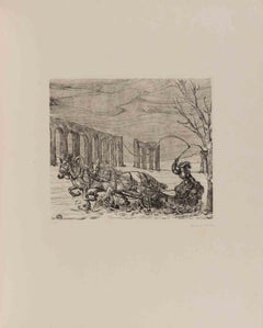 Le voyage d'hiver - Gravure de Amedeo Tedeschi Toschi - années 1990