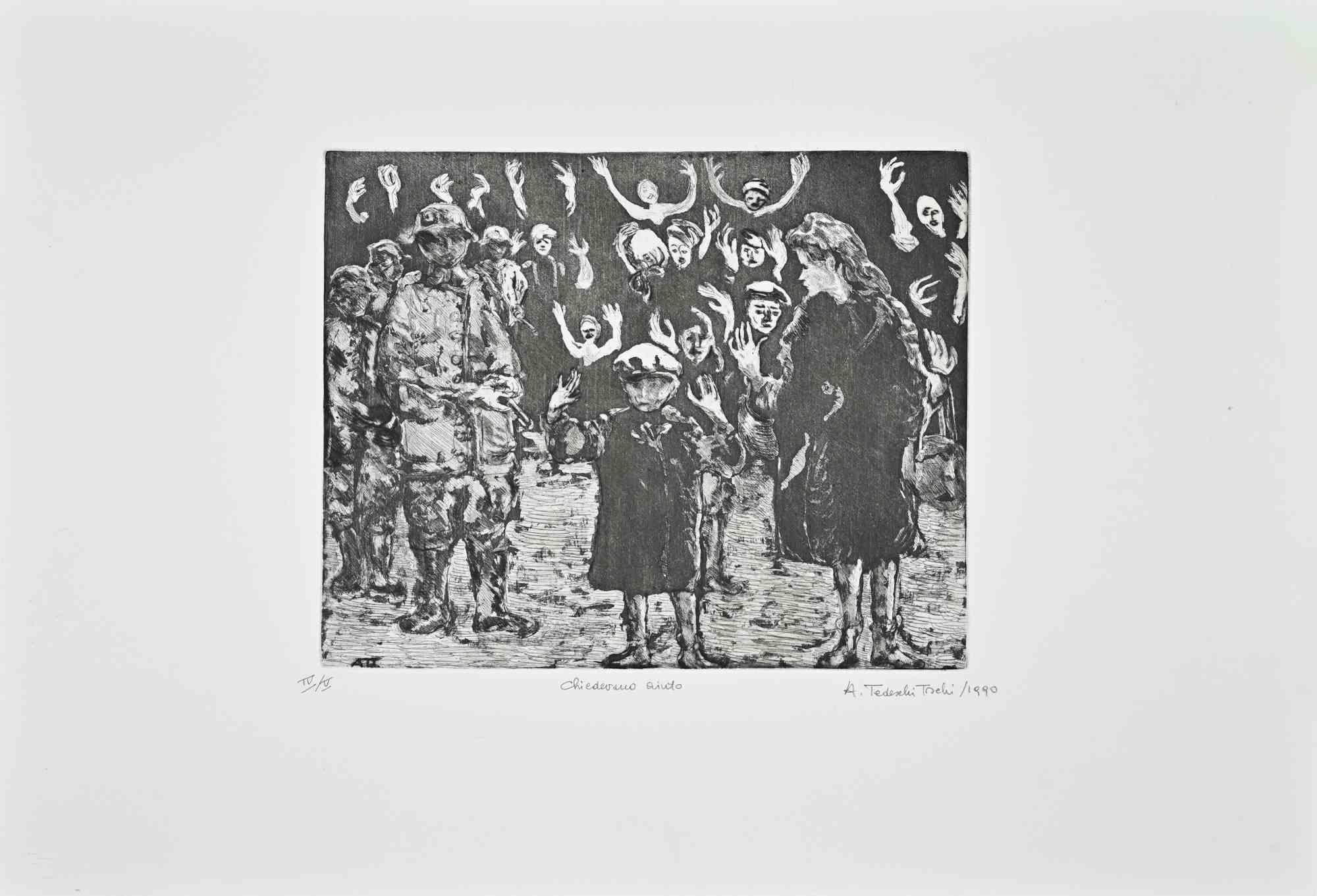They Were Asking for Help - Etching by Amedeo Tedeschi Toschi - 1990s
