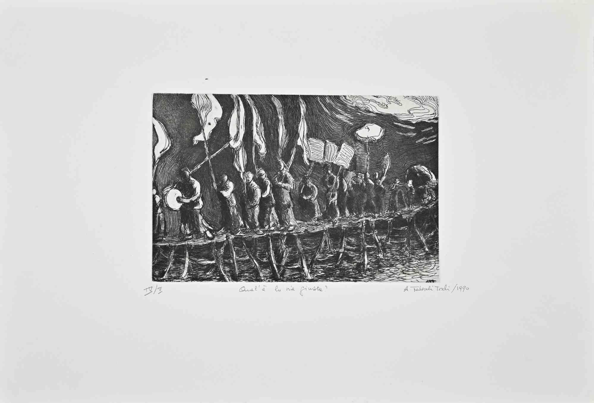 What is the Right Way? - Etching by Amedeo Tedeschi Toschi - 1990