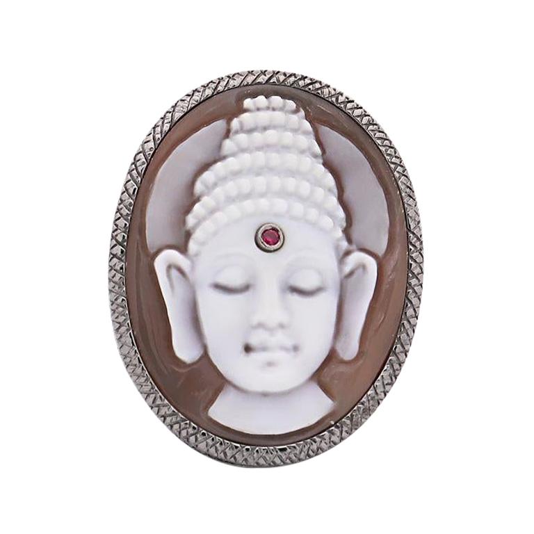 Amedeo "Third Eye Wisdom" Cameo, Ruby Ring For Sale