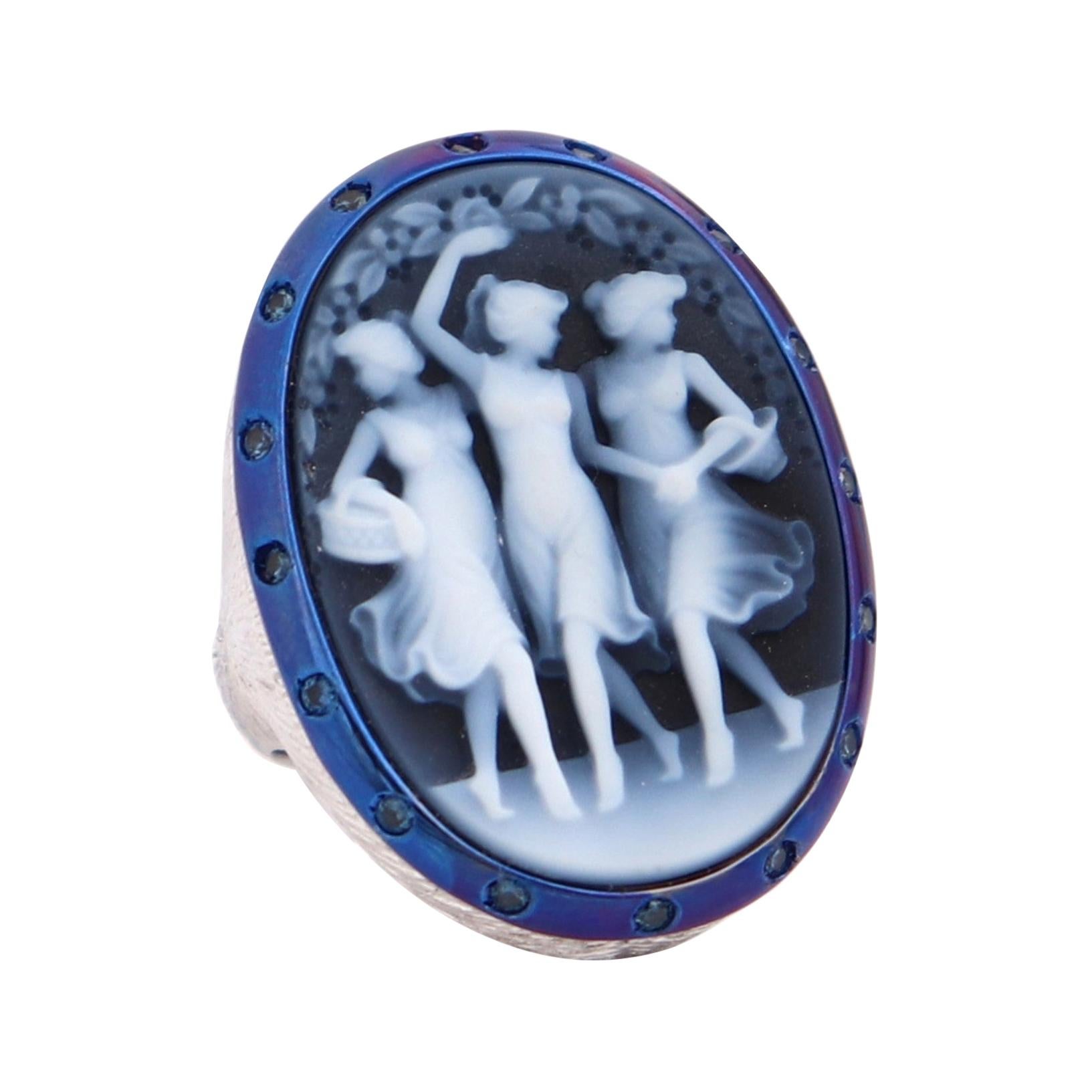 Amedeo "Three Graces" Cameo with Blue Sapphires