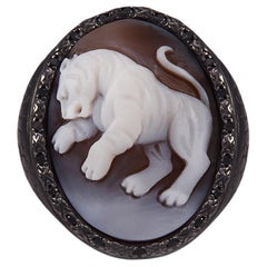Amedeo "Tiger" Cameo Ring with Black Diamonds