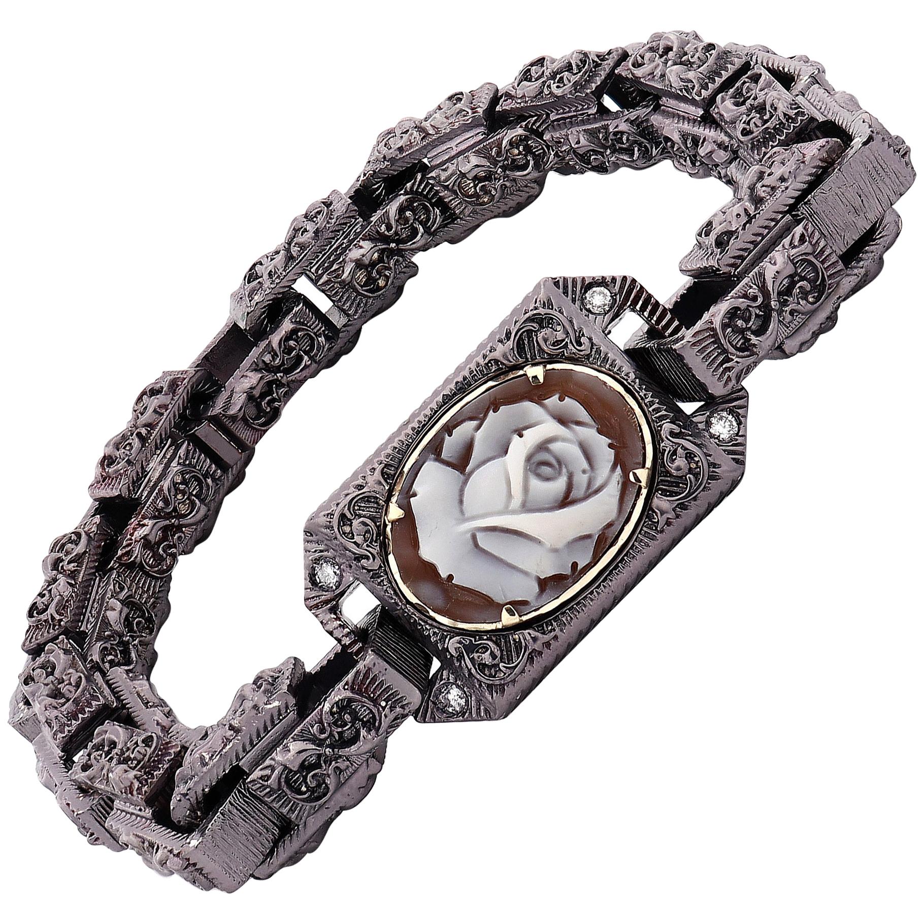 Amedeo "Venetian Ephemera" Cameo Bracelet with White Diamonds For Sale