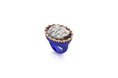 Amedeo "Wise Monkeys" Cameo Ring With Blue Sapphires