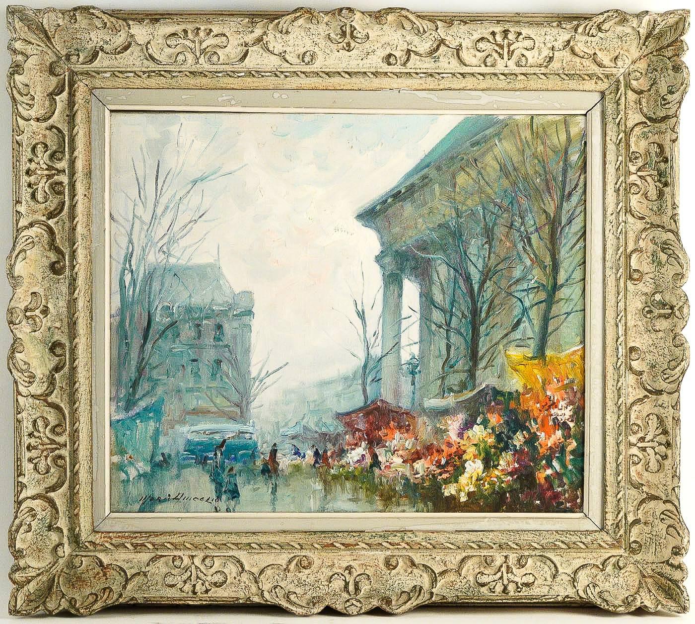 We are pleased to present you, an excellent oil on canvas depicting The flower market on the Madeleine Square in Paris of the 1950s. Exciting writing of this very appreciated estimated self-made painter.

Our painting is signed on a lower left, it