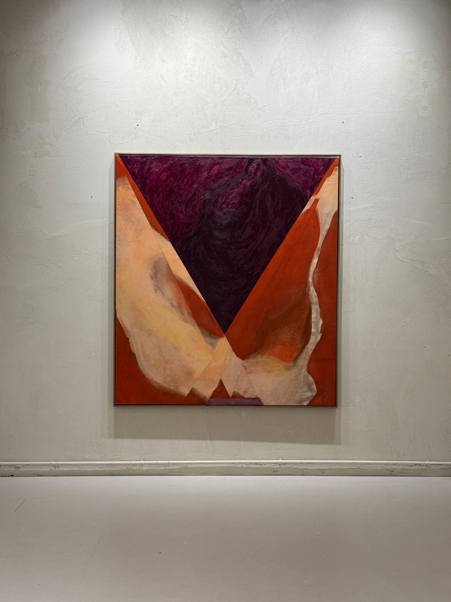 Amela Rasi Modern Abstract Painting with Bold Triangular Motifs Acrylic Canvas For Sale 6