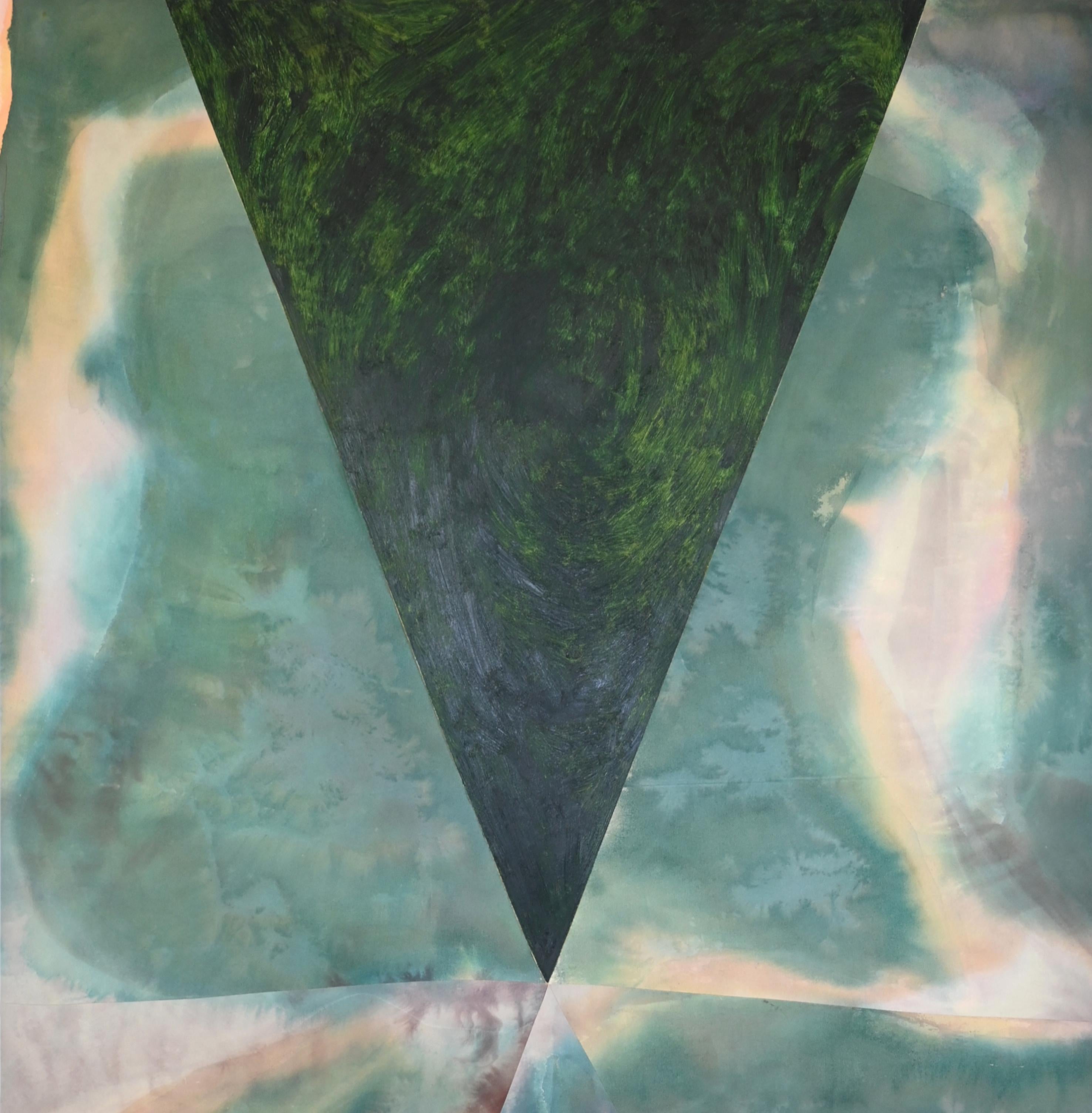 ABSTRACT Colors Big Painting Artwork Green Blue Contemporary German Amela Rasi en vente 1