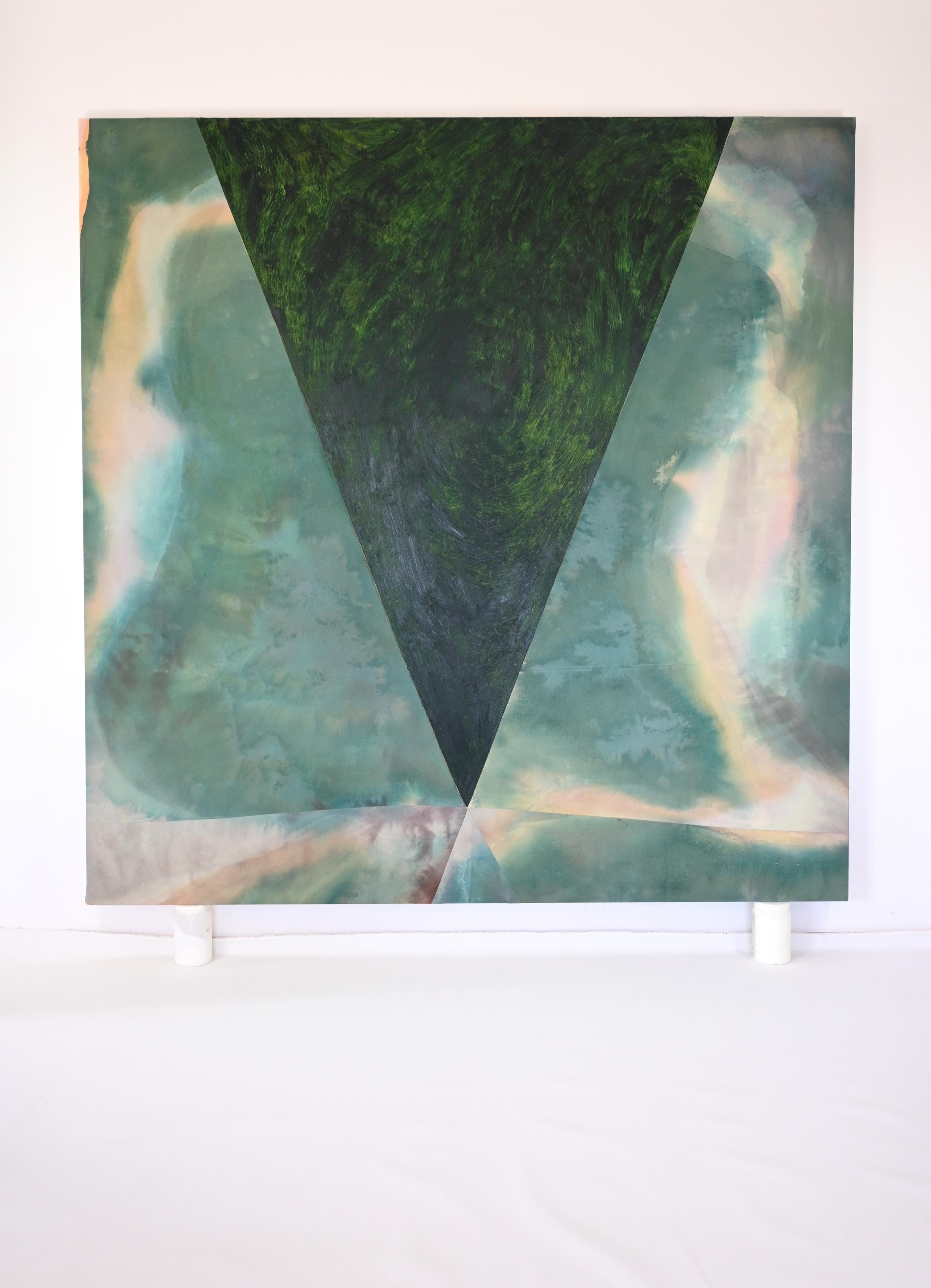 ABSTRACT Colors Big Painting Artwork Green Blue Contemporary German Amela Rasi en vente 4