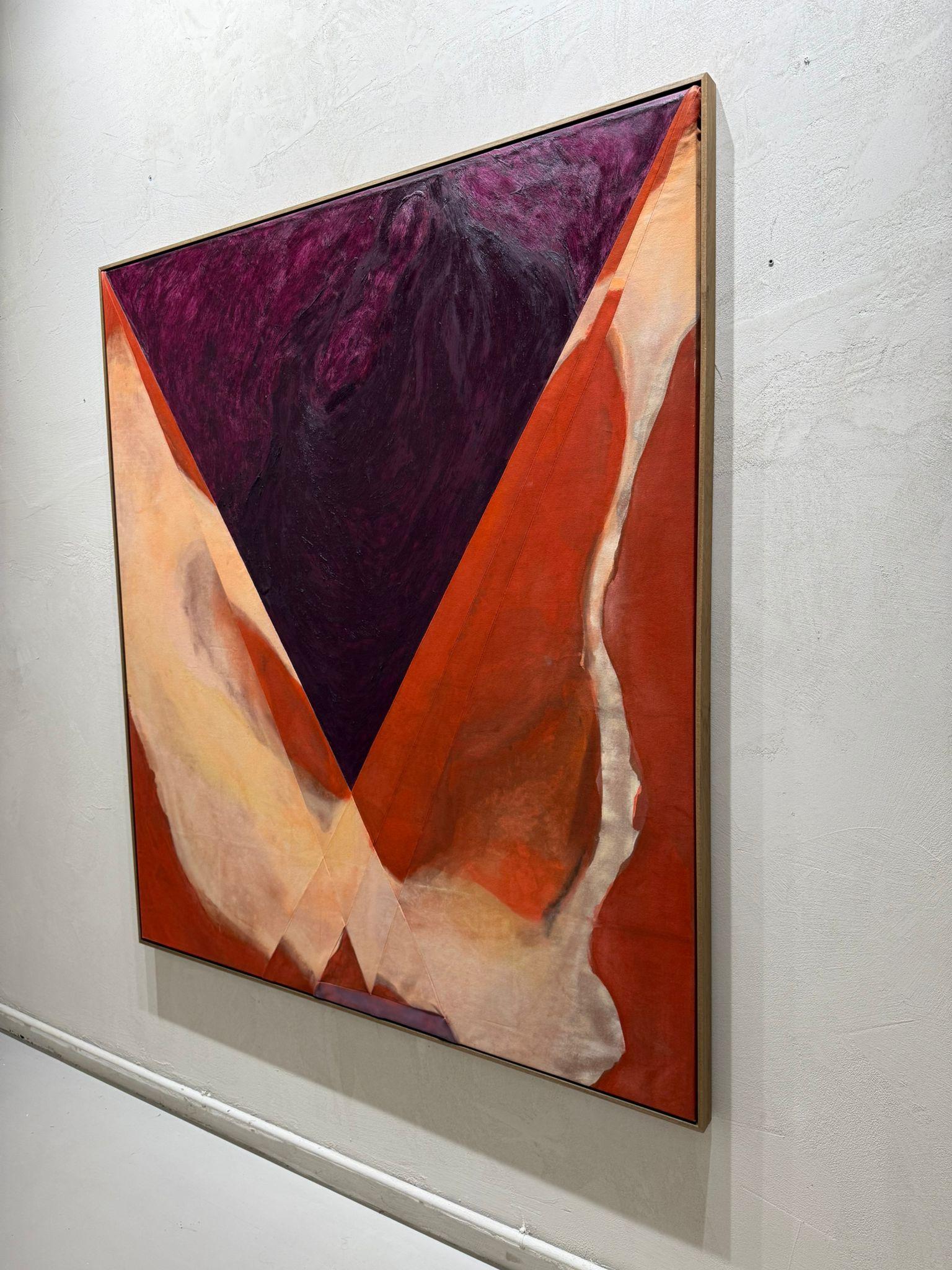 Amela Rasi Modern Abstract Painting with Bold Triangular Motifs Acrylic Canvas For Sale 5