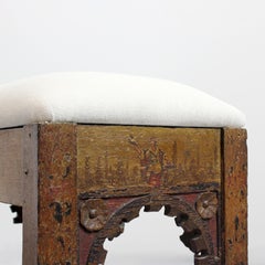 "Ameland" bench with polychrome wood frame and chenille seat - Netherlands -