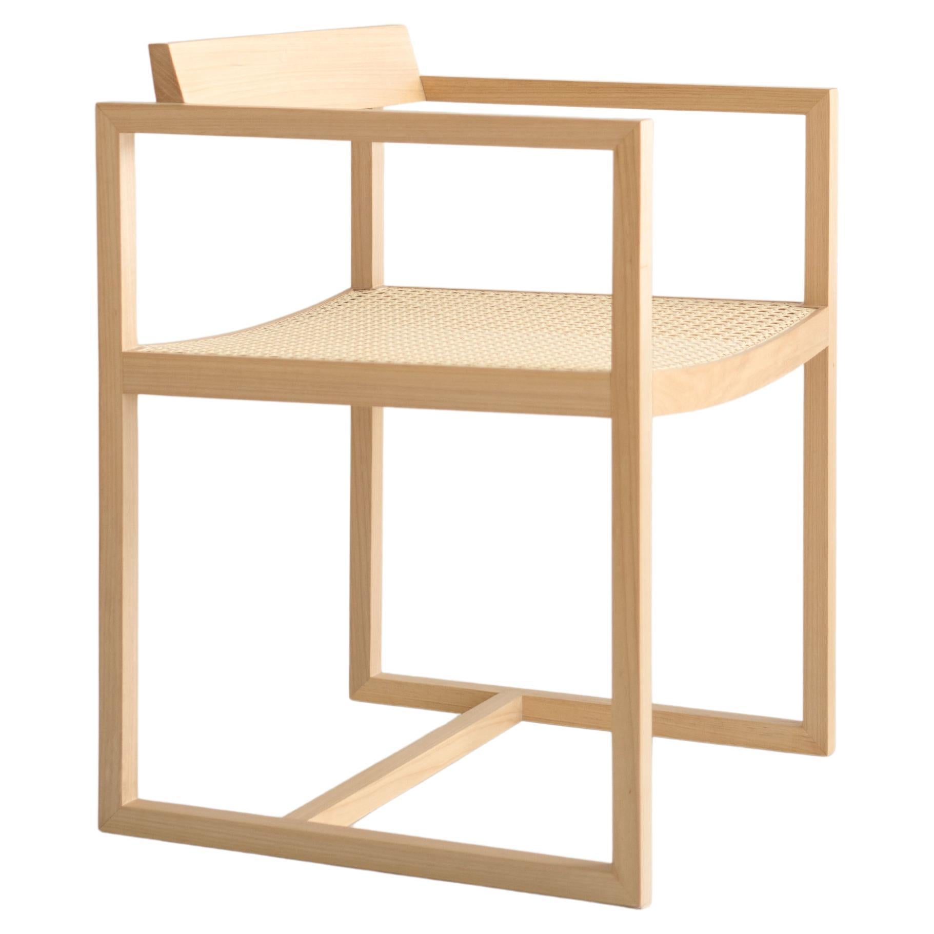 "Amélia" armchair in tauari wood and cane For Sale