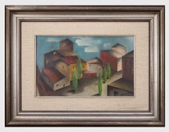Vintage Houses - Oil Painting by Amelia Claudio Mossino - 1964
