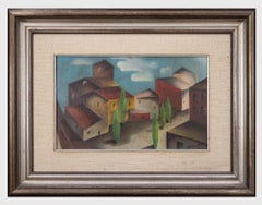 Vintage Houses - Oil Painting by Amelia Claudio Mossino - 1964