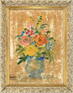 Mid Century Modern, Multicolor Floral Bouquet Still-Leben 