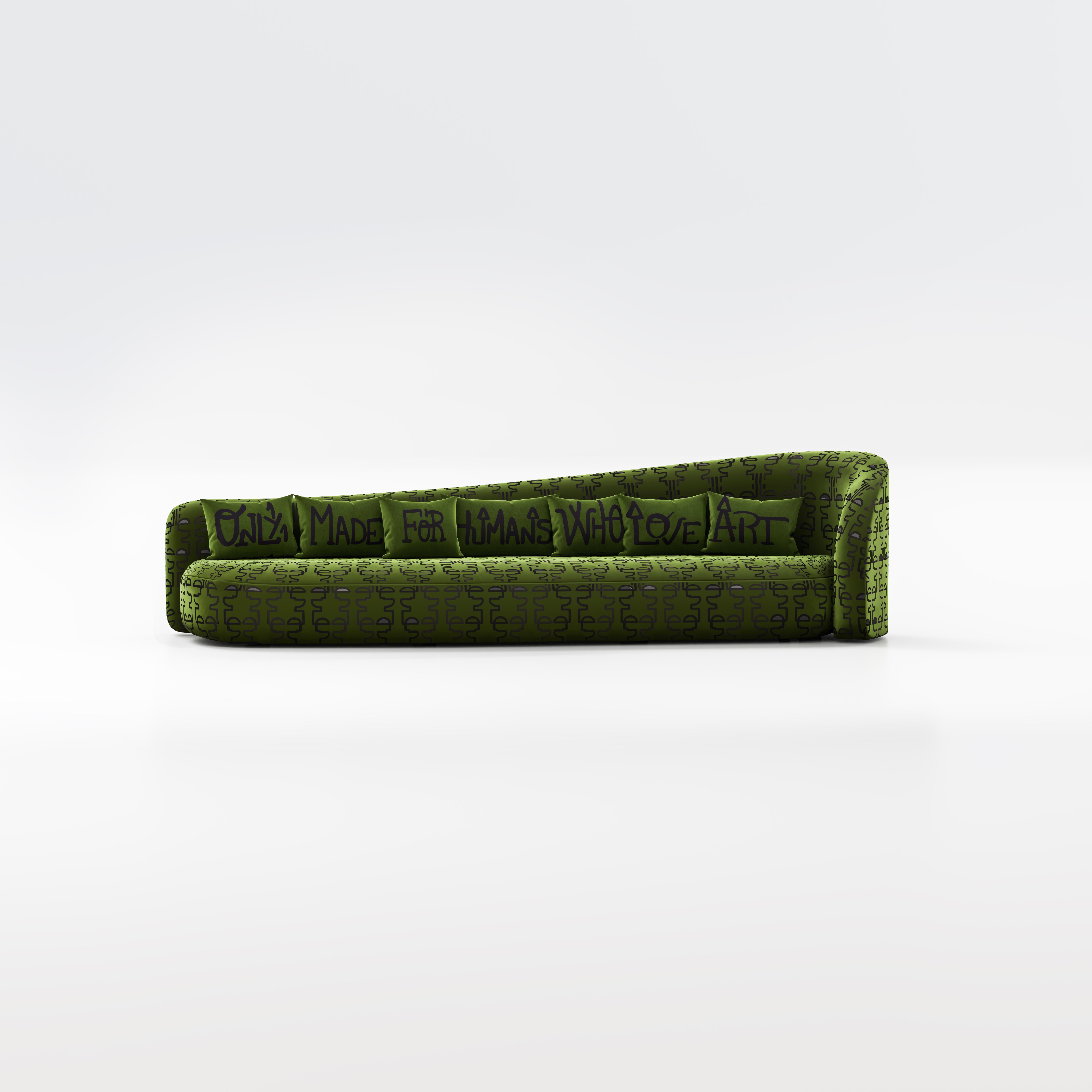 Amelia Daybed by Jérôme Bugara
Limited Edition Of 25 Pieces.
Dimensions: D 105,8 x W 335,2 x H 90,2 cm. SH: 46 cm.
Materials: Pierre Frey Teddy Mohair Fabric.

Signed, serial number and Certificate of Authenticity. Upholstered in jacquard with Marie