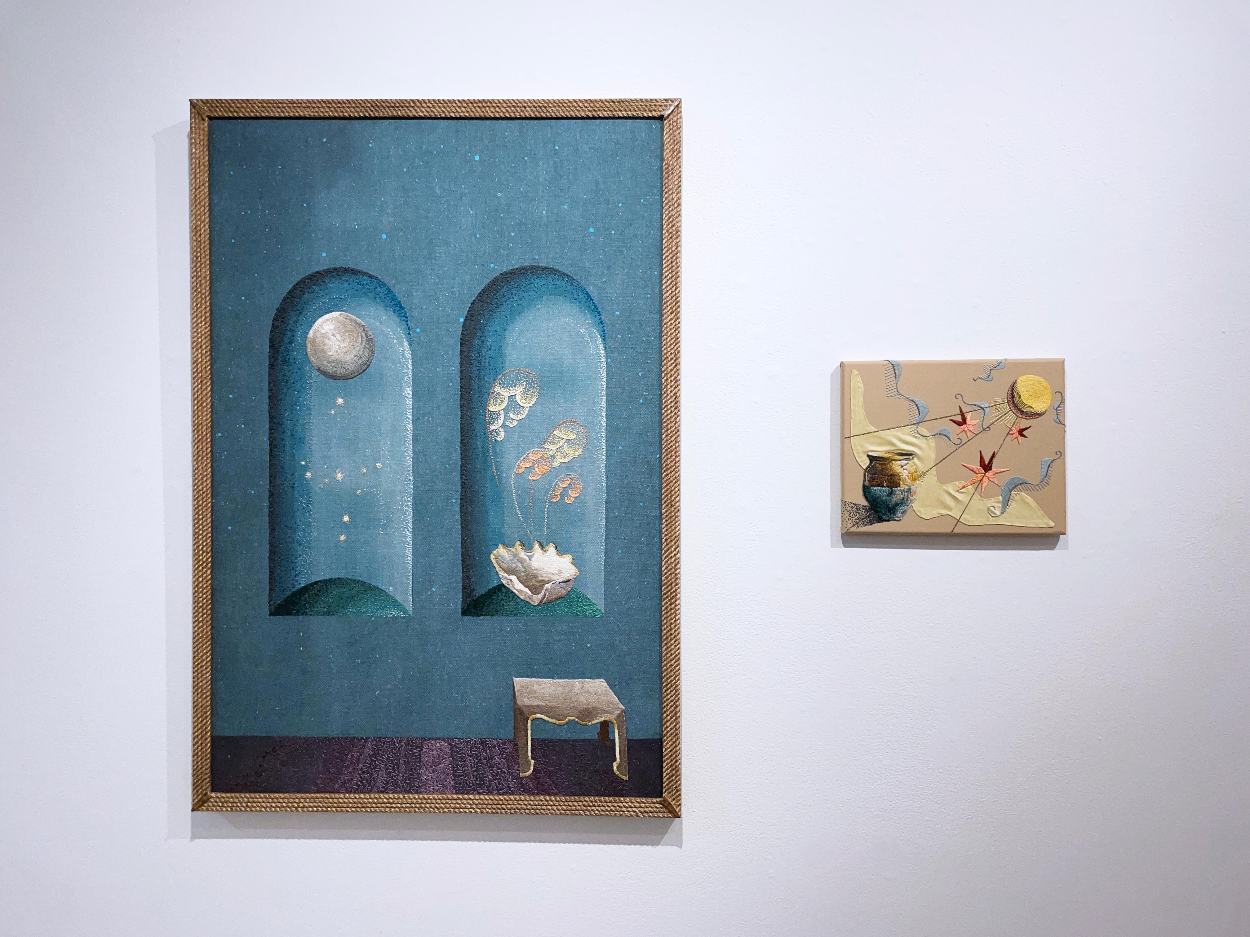 Collections III (2022) embroidery, interiors, textile, fiber, earth tones, blue 1