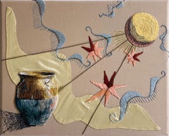 Cosmic Urn (2022) embroidery, interiors, textile, fiber, earth tones, peach