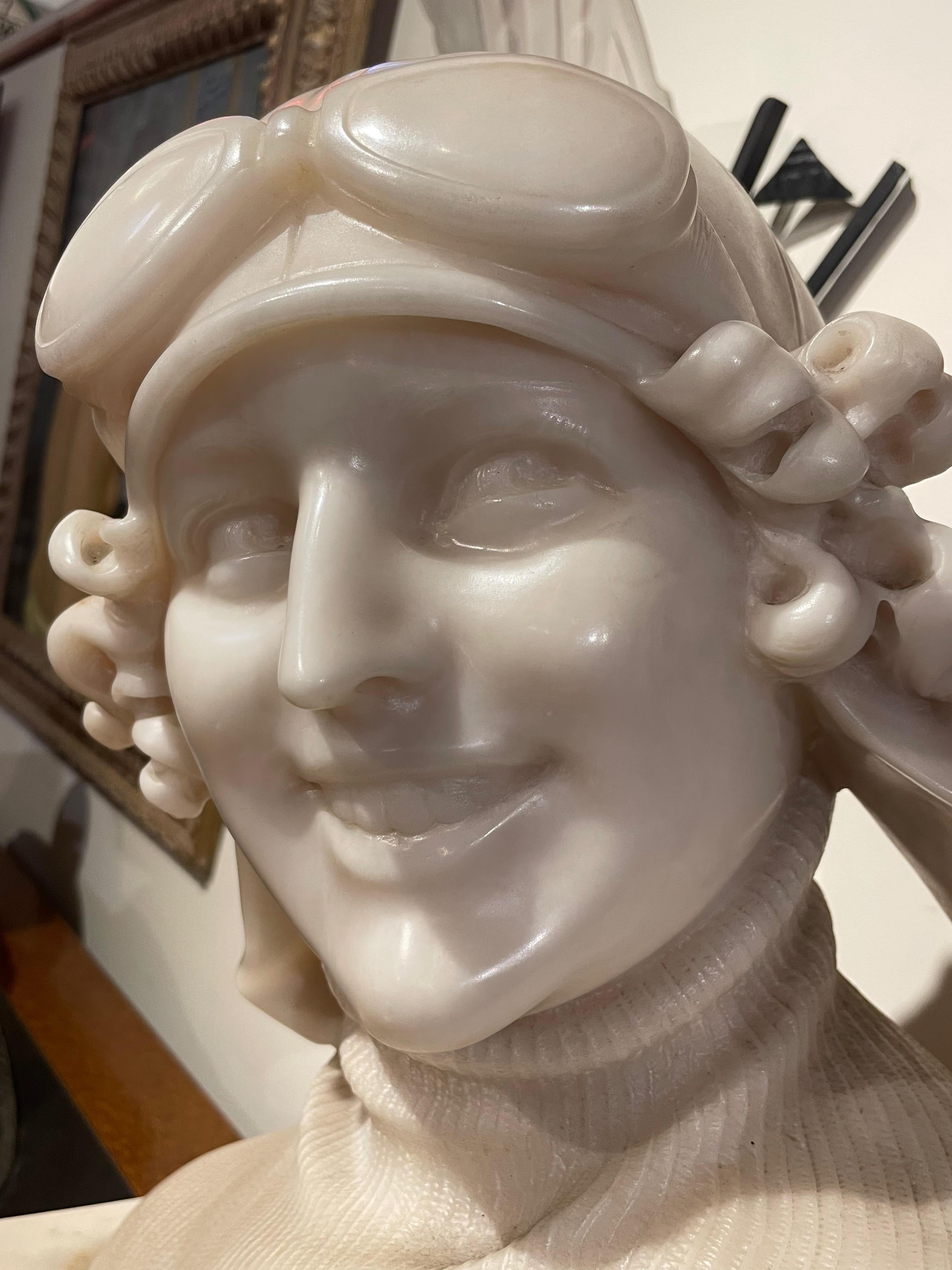 Argentine Amelia Earhart Marble Bust Flight For Sale