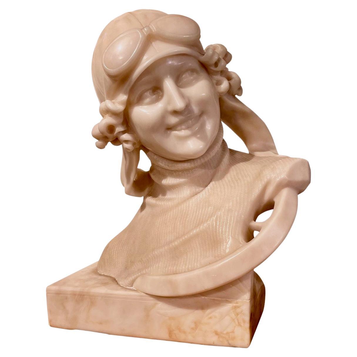 Amelia Earhart Marble Bust Flight For Sale