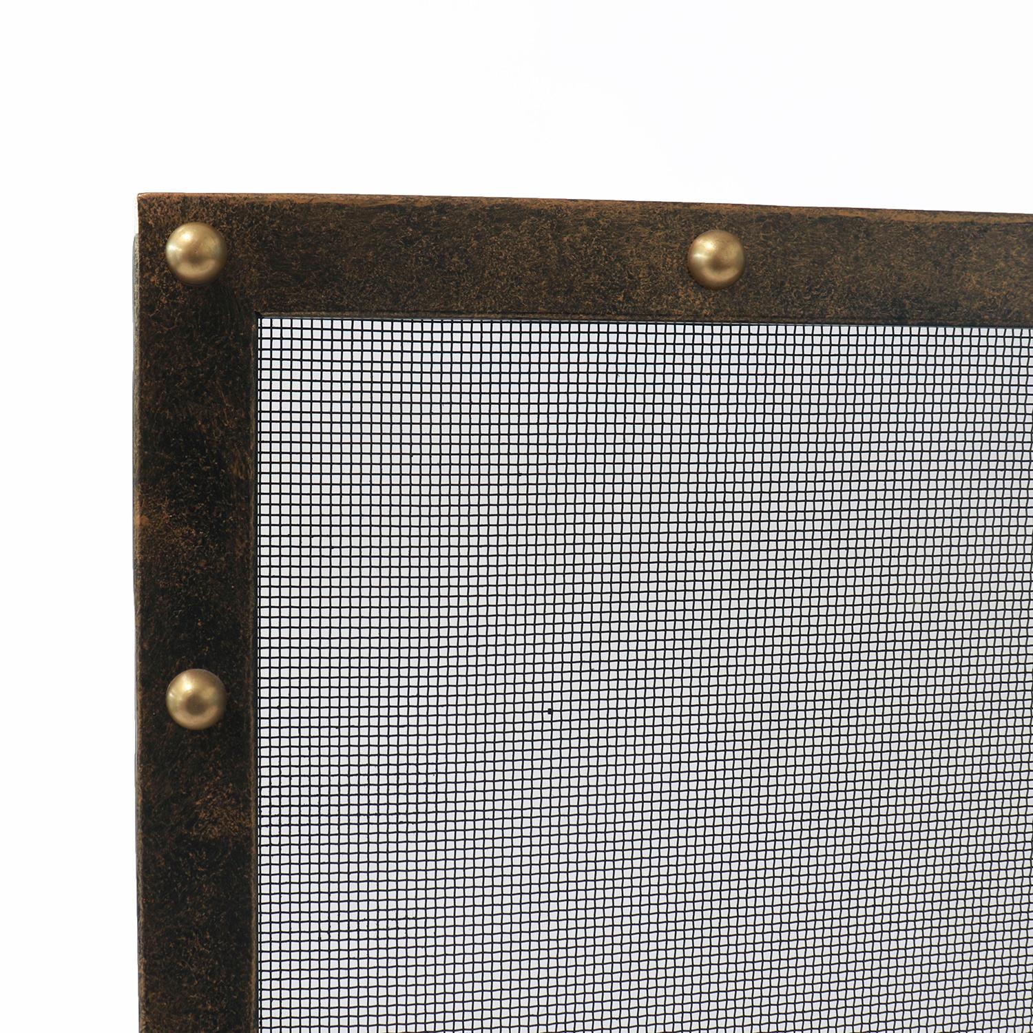 Welded Amelia Fireplace Screen in Gold Rubbed Black For Sale