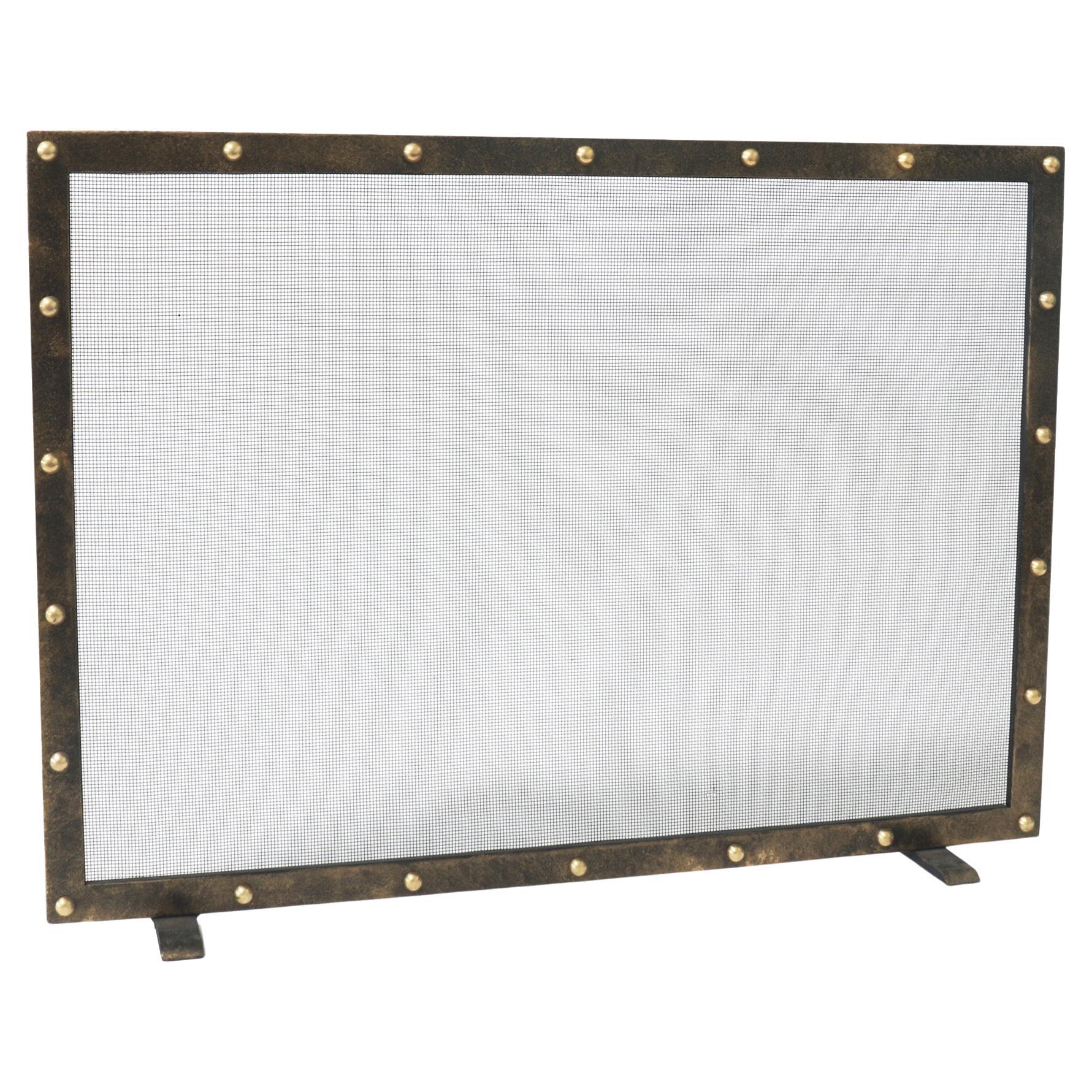 Amelia Fireplace Screen in Gold Rubbed Black For Sale