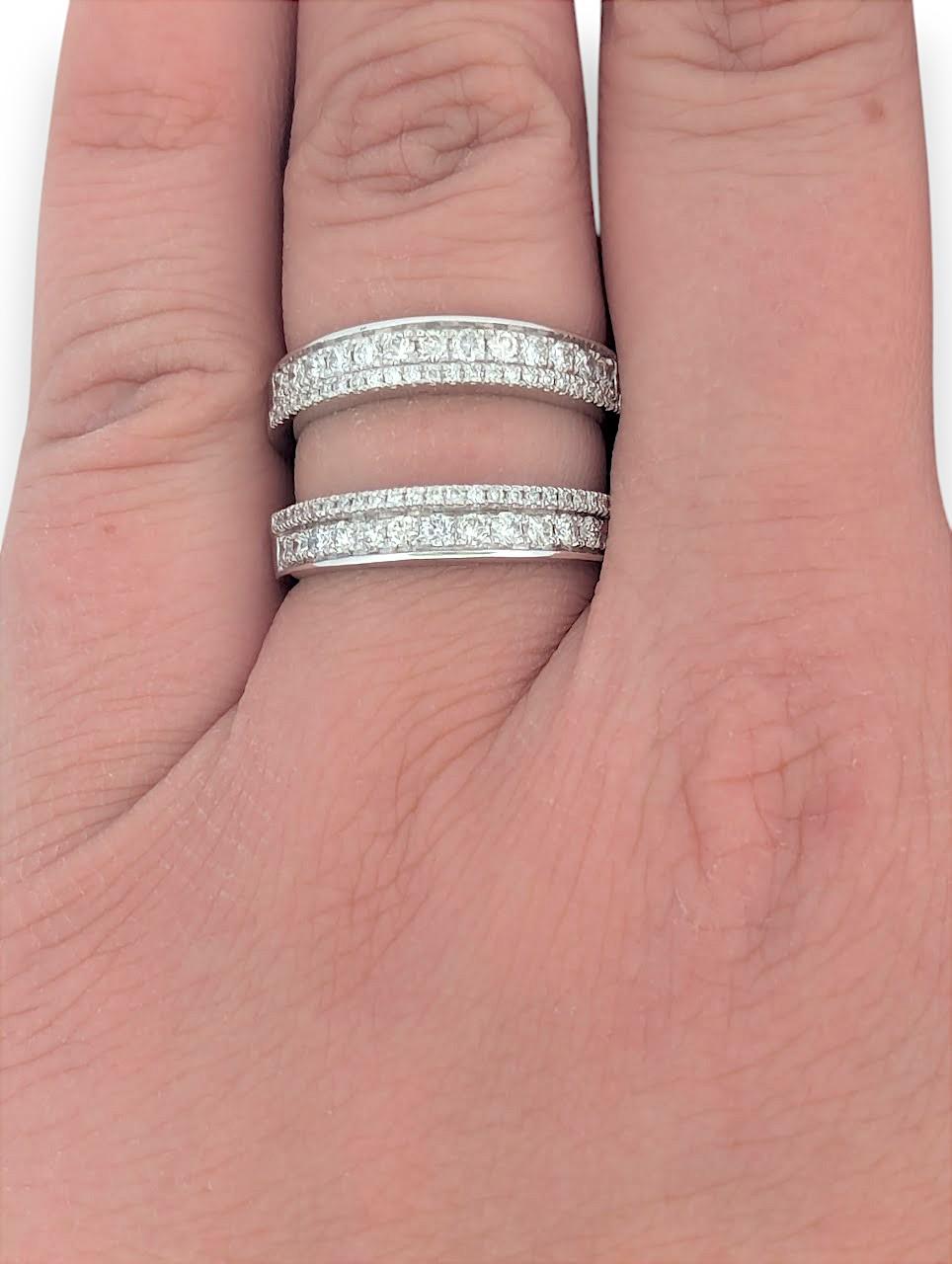 Bead Amelie  14K White Gold Wrap Ring, 0.80 CTW Natural Diamonds, Crossover Diamond For Sale