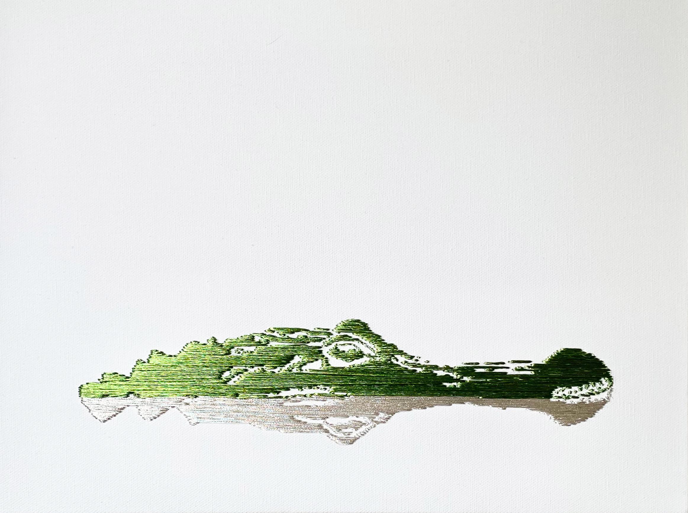Grüne Göttin Kopf – Mixed Media Art von Amelie Guthrie