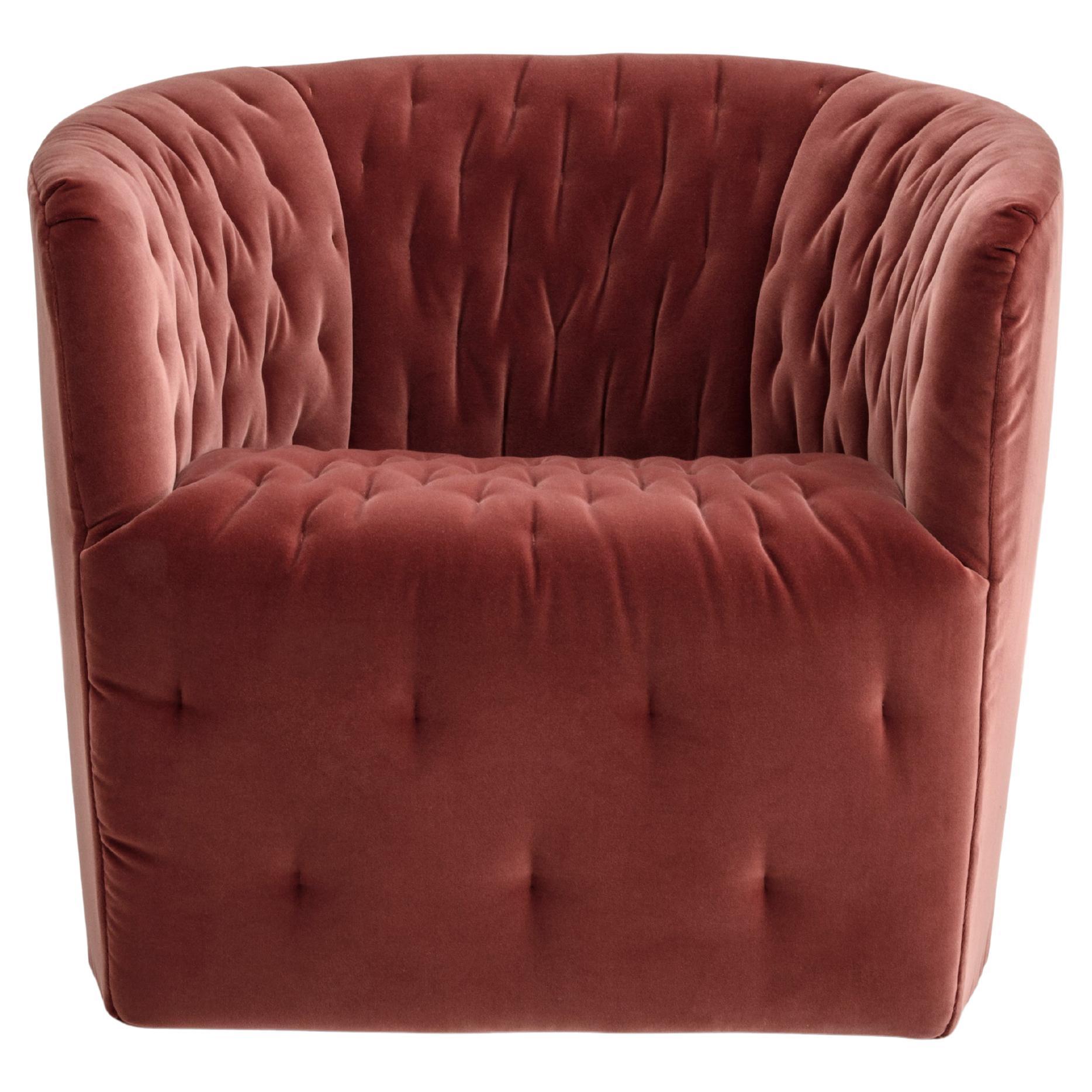Amélie Swivel Armchair Vip Sweet Velvet A7 Brown Upholstery by Sergio Bicego For Sale