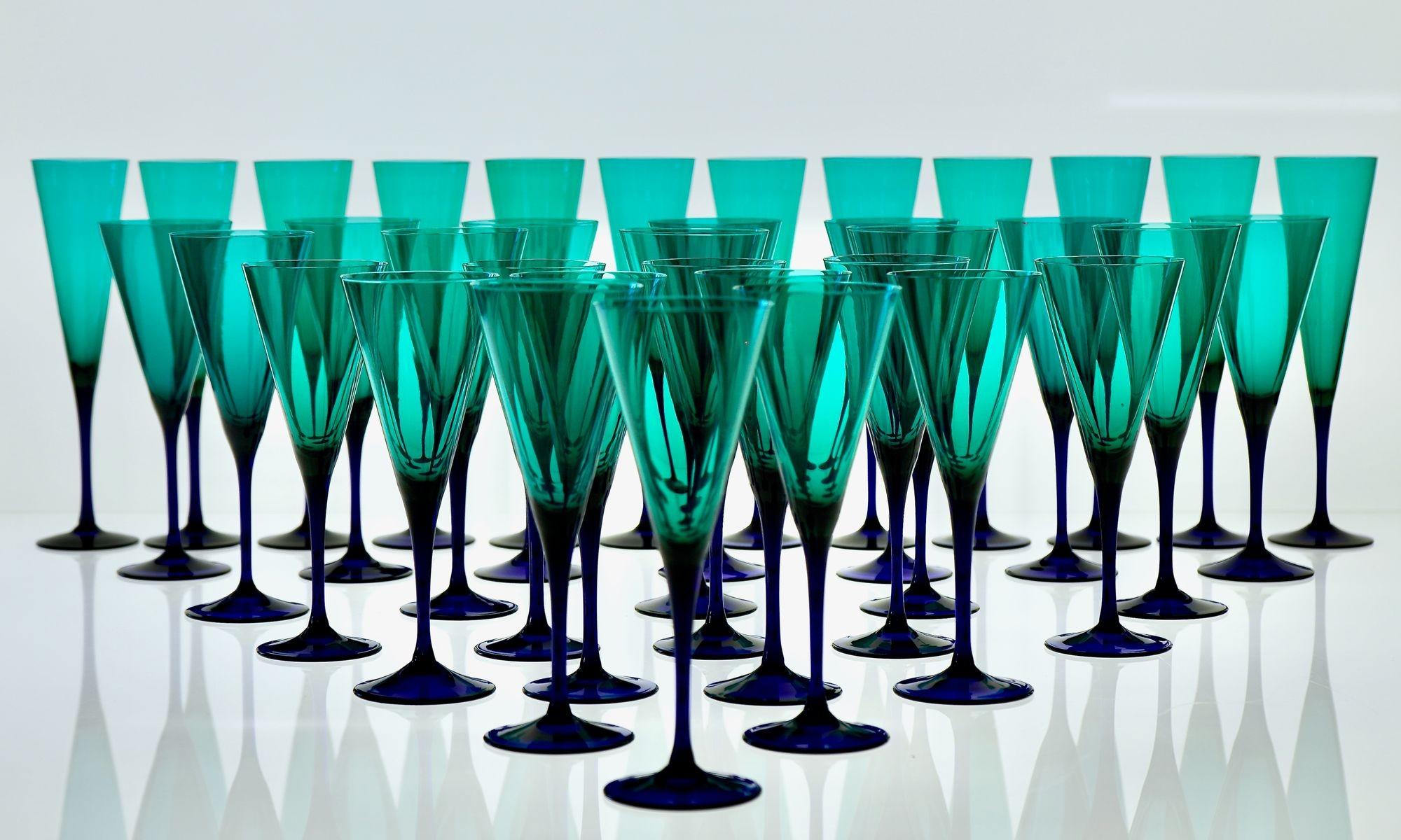 Amelio Cenedese, Set of 36 Glasses Murano, Italy, circa 1950s For Sale 3
