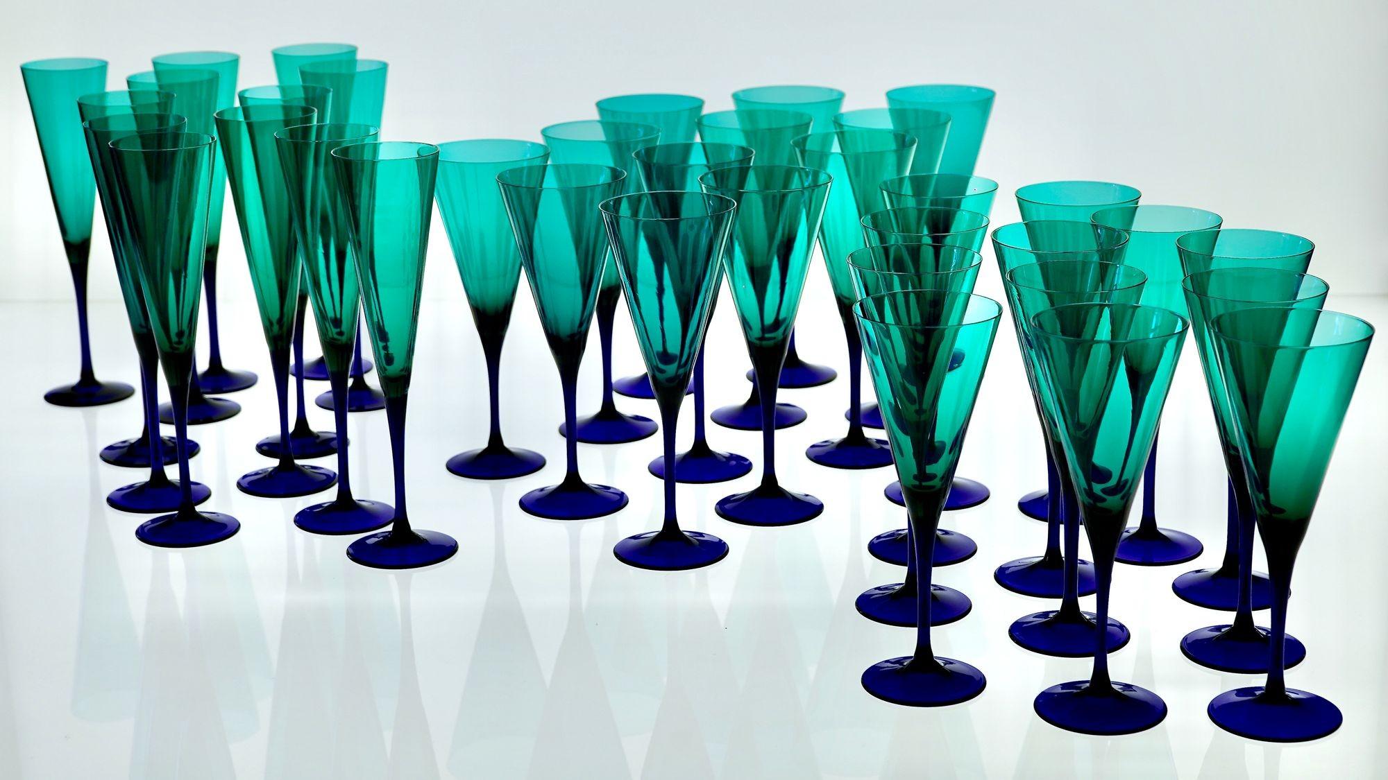 Amelio Cenedese, Set of 36 Glasses Murano, Italy, circa 1950s For Sale 6