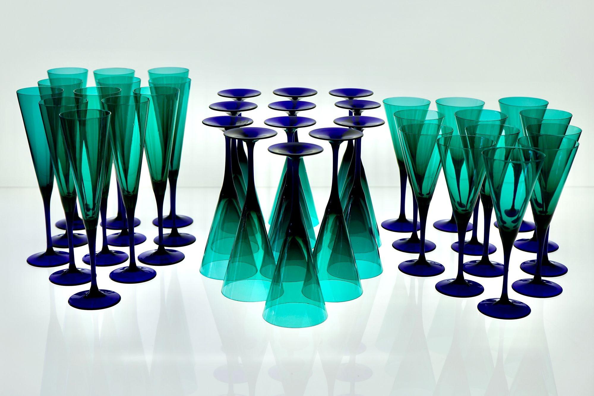 Amelio Cenedese, Set of 36 Glasses Murano, Italy, circa 1950s For Sale 8