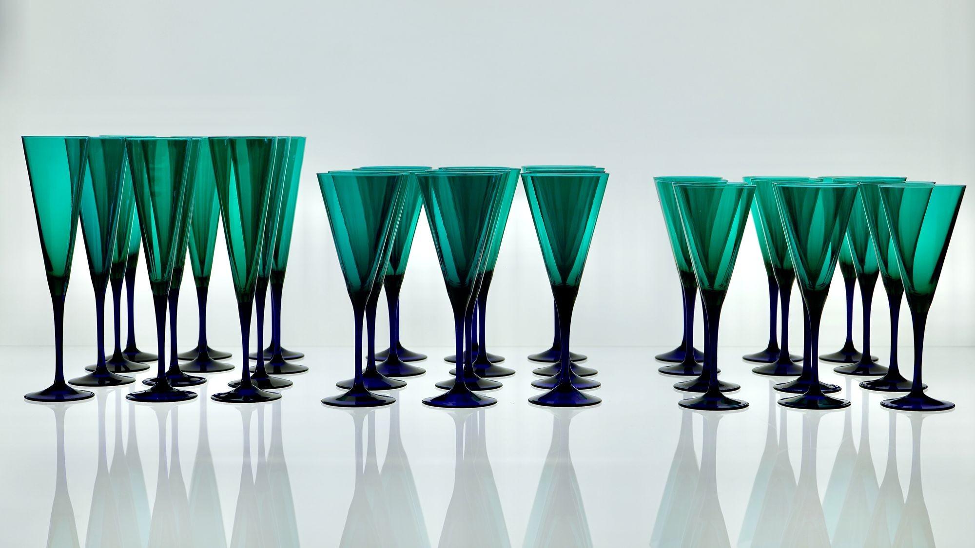 Amelio Cenedese, Set of 36 Glasses Murano, Italy, circa 1950s In Excellent Condition For Sale In Tavarnelle val di Pesa, Florence