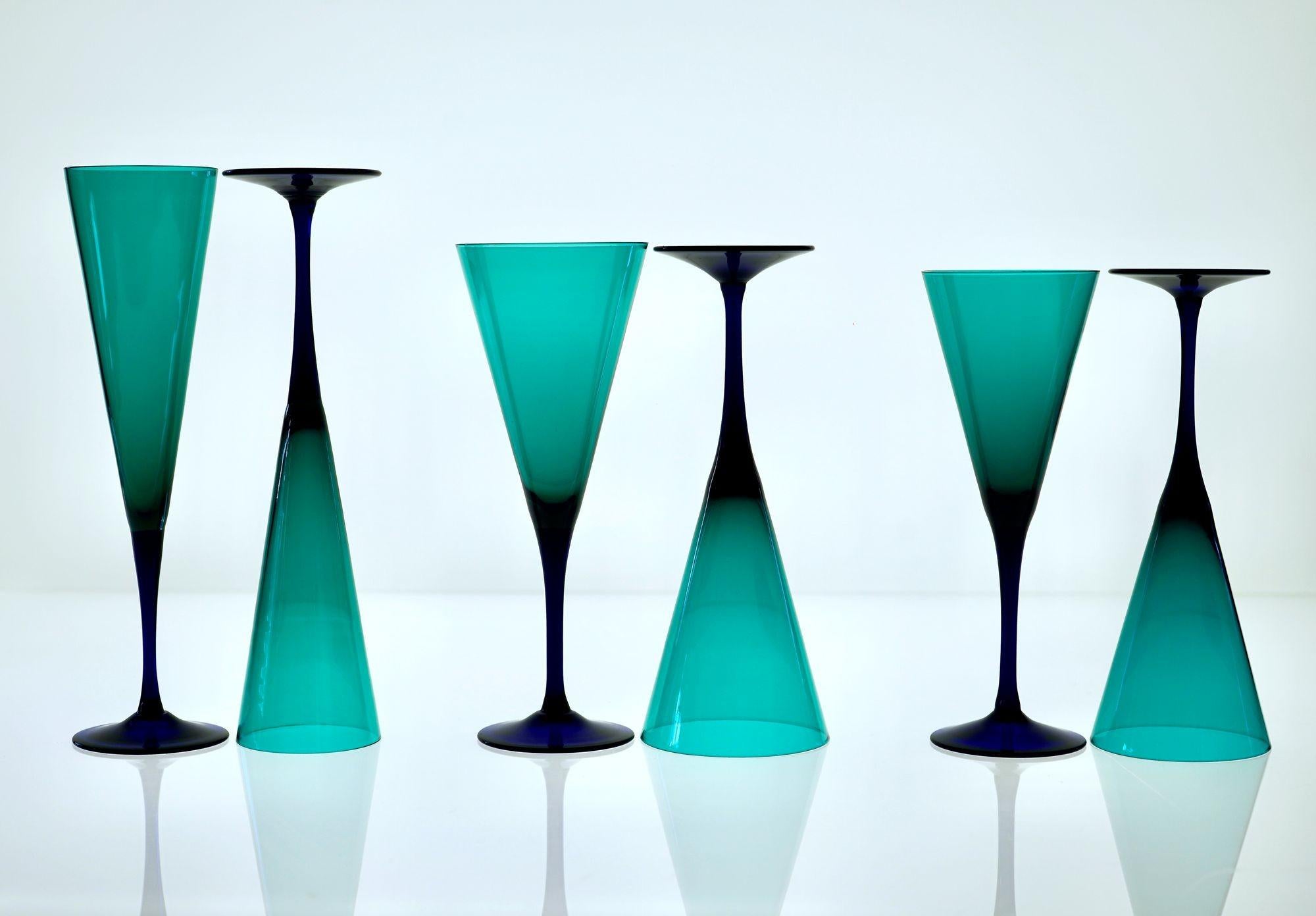 20th Century Amelio Cenedese, Set of 36 Glasses Murano, Italy, circa 1950s For Sale