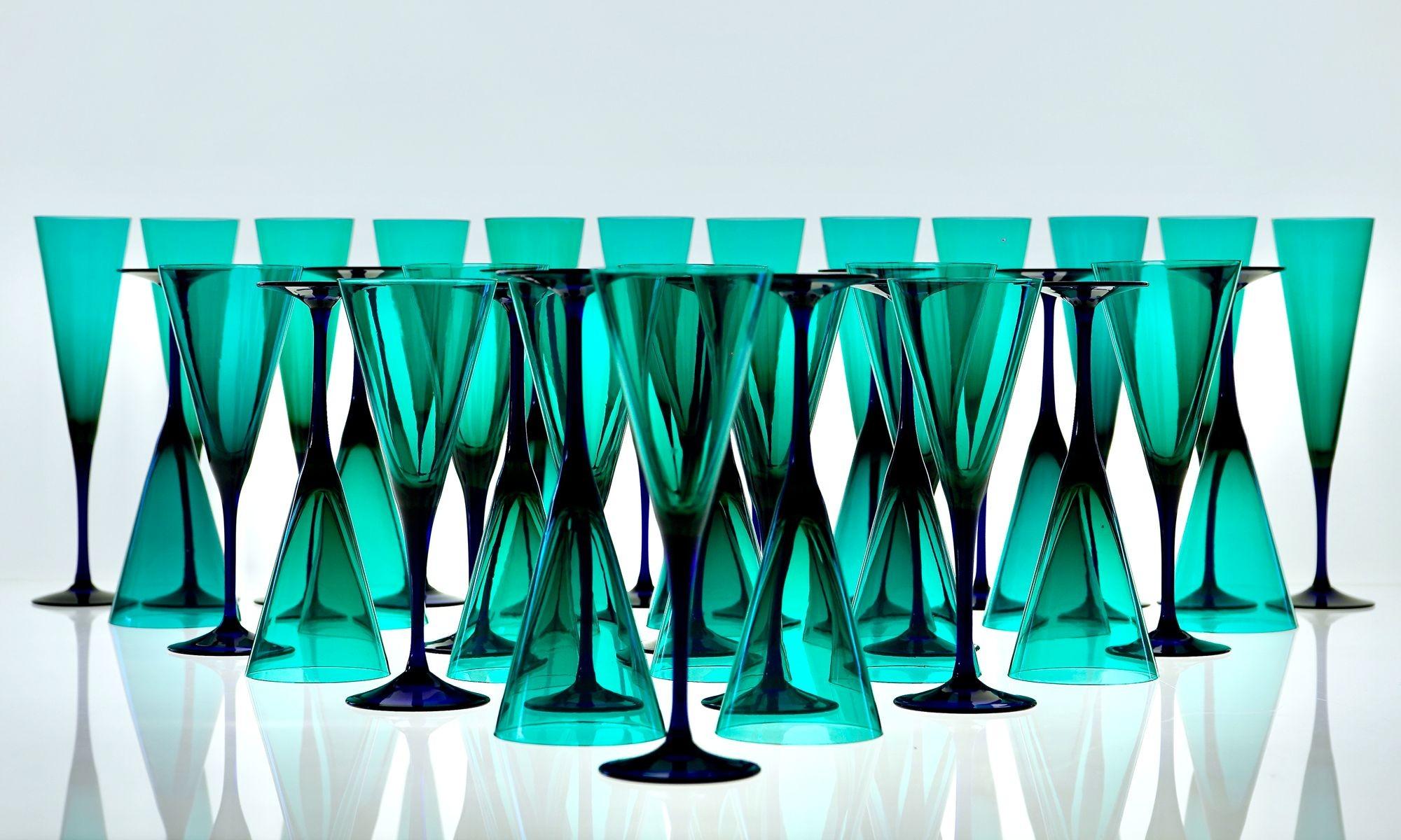 Amelio Cenedese, Set of 36 Glasses Murano, Italy, circa 1950s For Sale 1