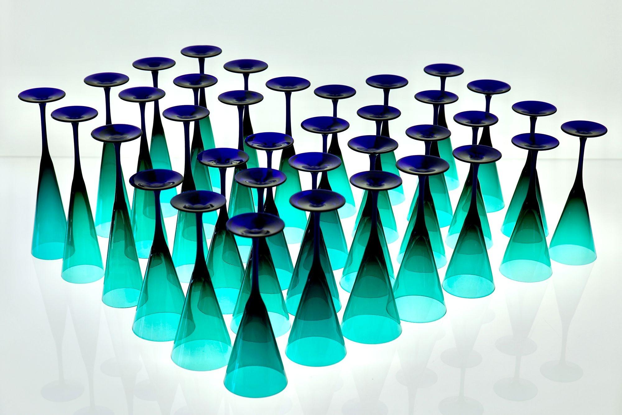 Amelio Cenedese, Set of 36 Glasses Murano, Italy, circa 1950s For Sale 2