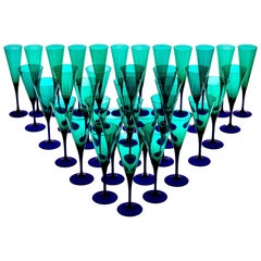Amelio Cenedese, Set of 36 Glasses Murano, Italy, circa 1950s