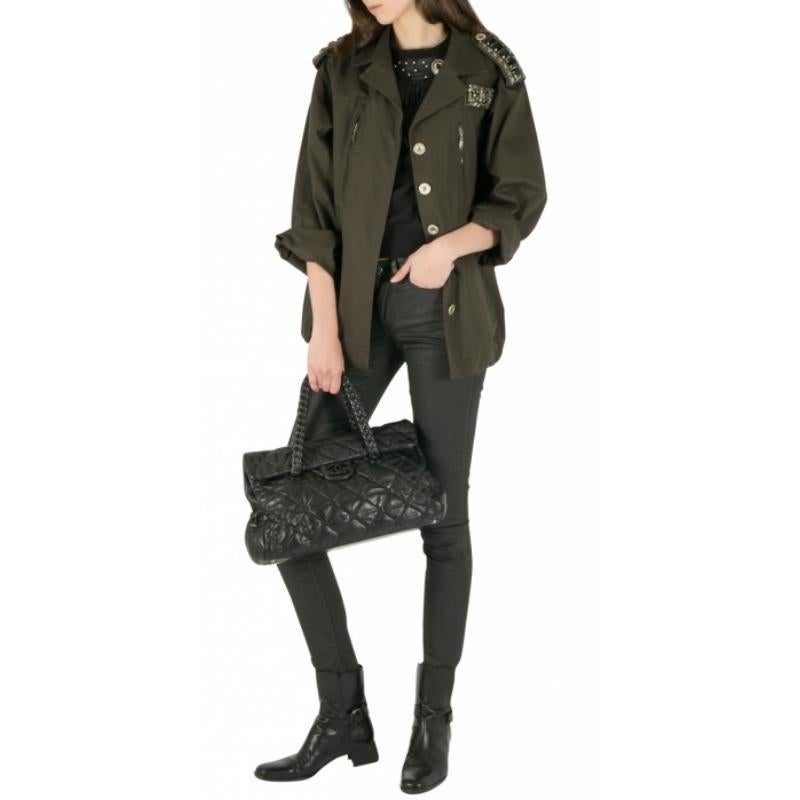 Amen Chaqueta militar verde oscuro de algodón con detalles de charreteras y cristales M 3