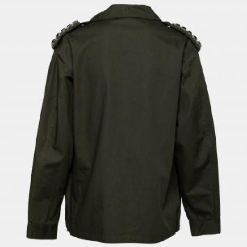 Amen Chaqueta militar verde oscuro de algodón con detalles de charreteras y cristales M 4
