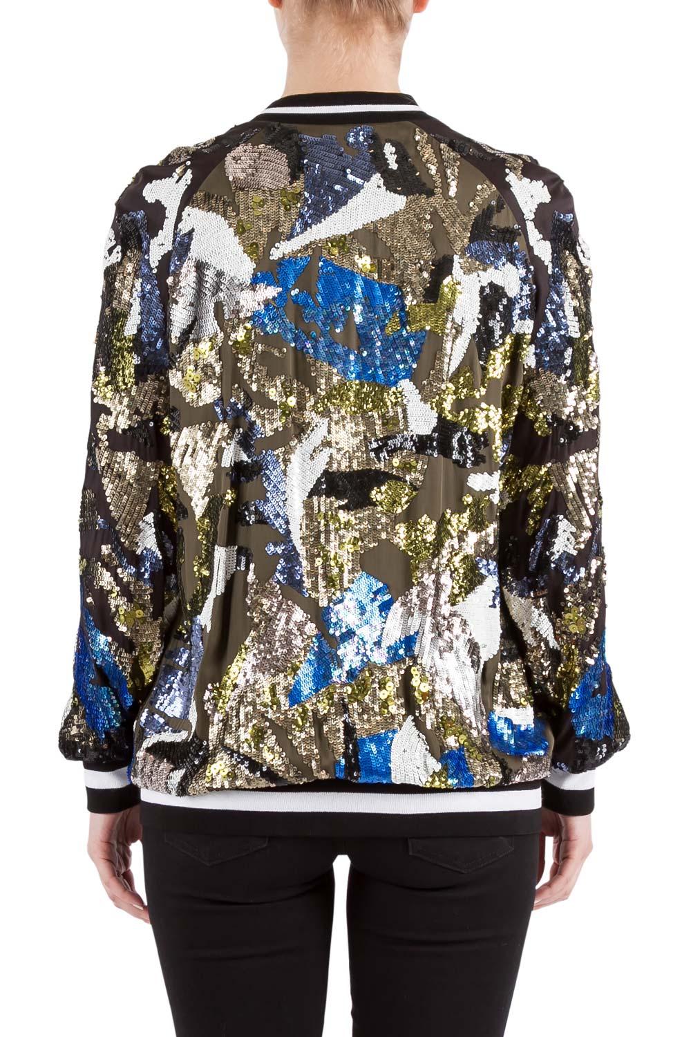 This bomber jacket is from the house of Amen. Crafted into a sequin-embellished design, this bomber jacket can be layered over your party outfits to set a stylish fashion statement that makes you the centre of attention wherever you go.

Includes: