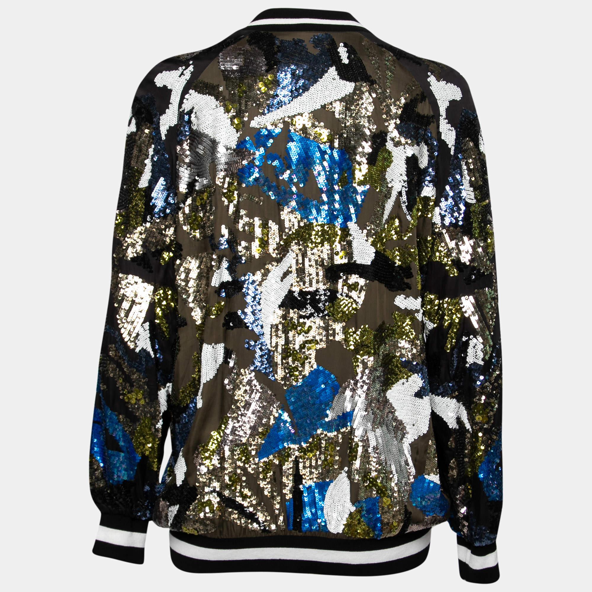 This bomber jacket is from the house of Amen. Crafted into a sequin-embellished design, this bomber jacket can be layered over your party outfits to set a stylish fashion statement that makes you the centre of attention wherever you go.

Includes: 