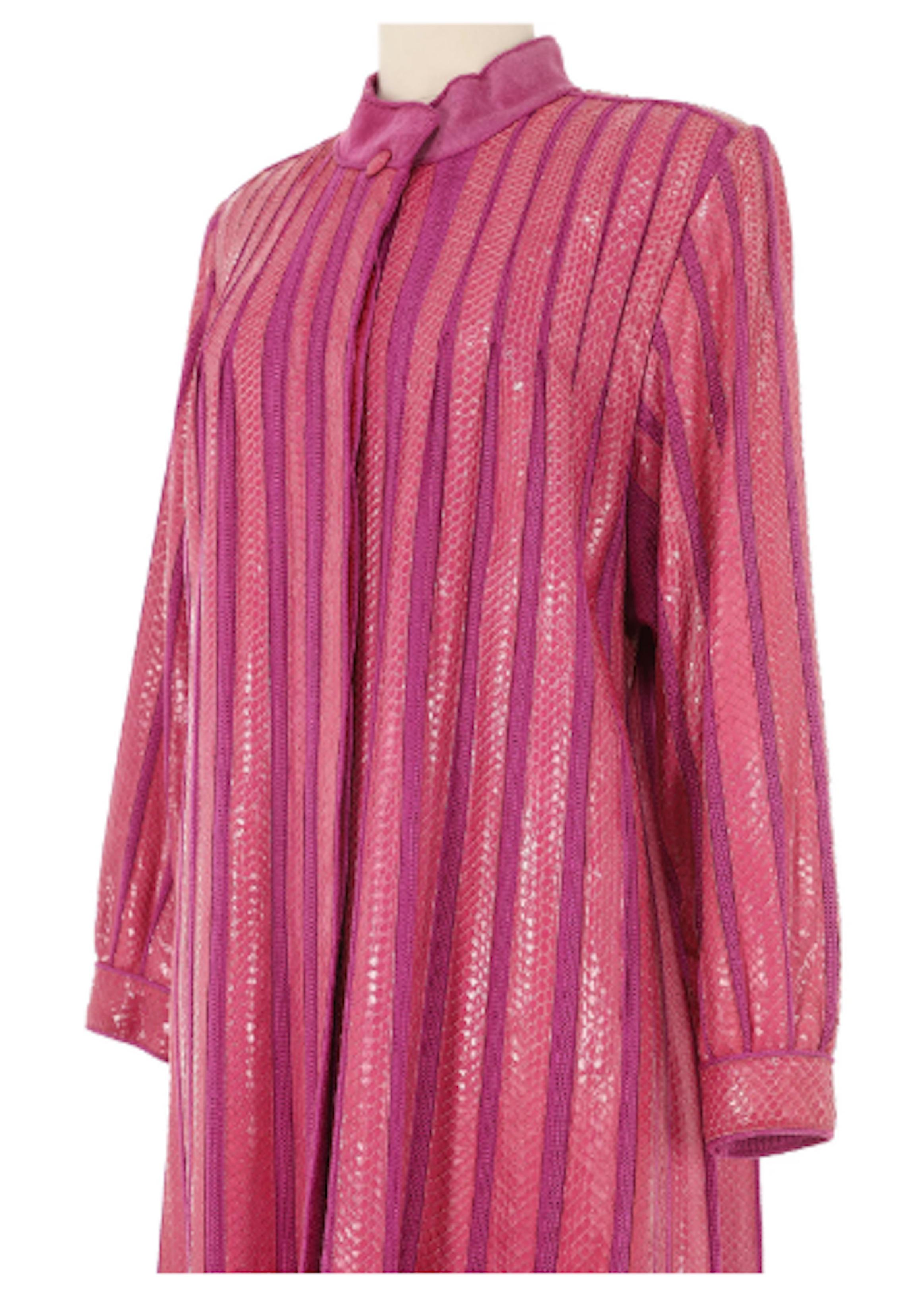 Amen Wardy Long Pink Coat In Excellent Condition For Sale In New York, NY
