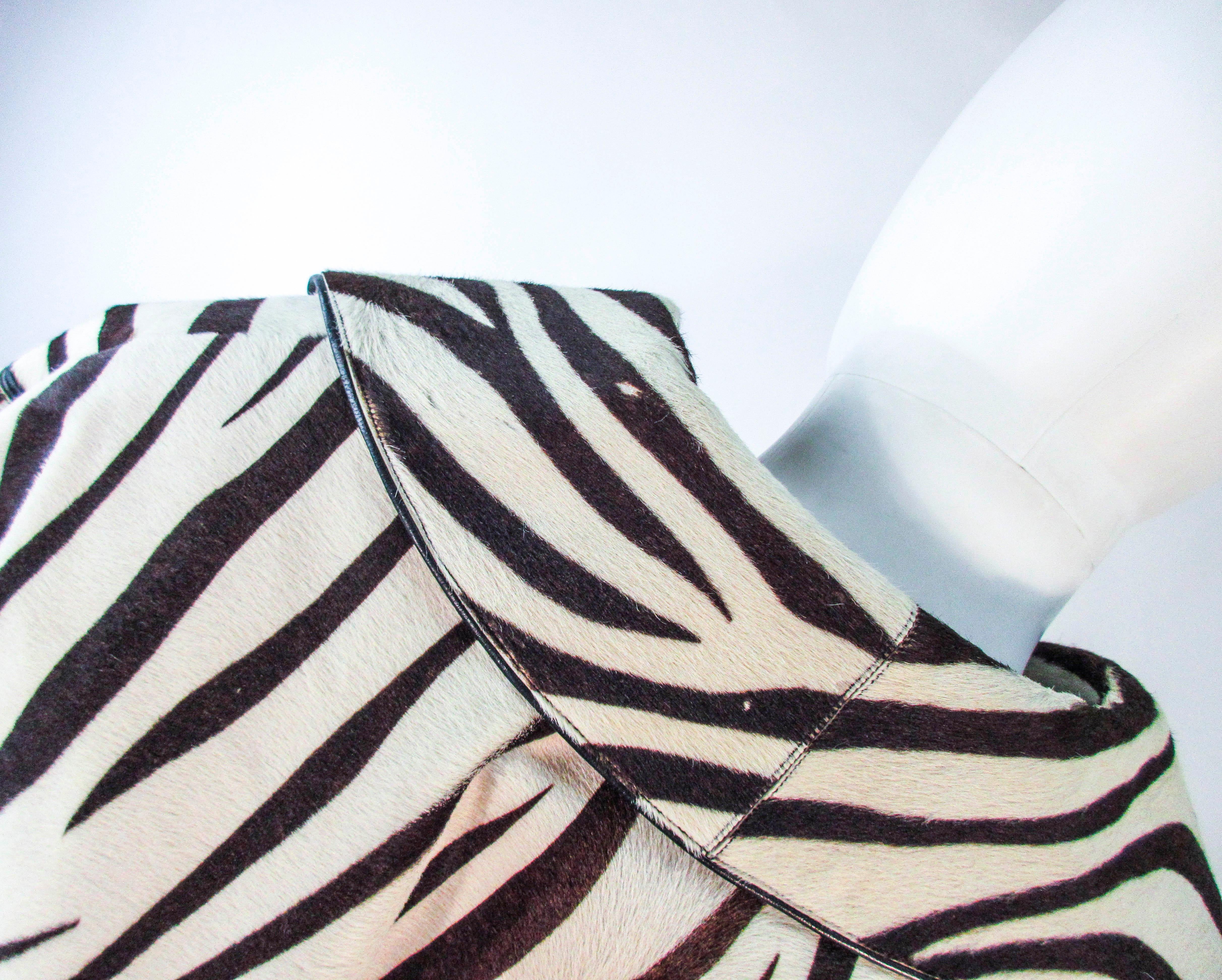 AMEN WARDY Zebra Pattern Cowhide Coat Size 4 6 8  For Sale 7