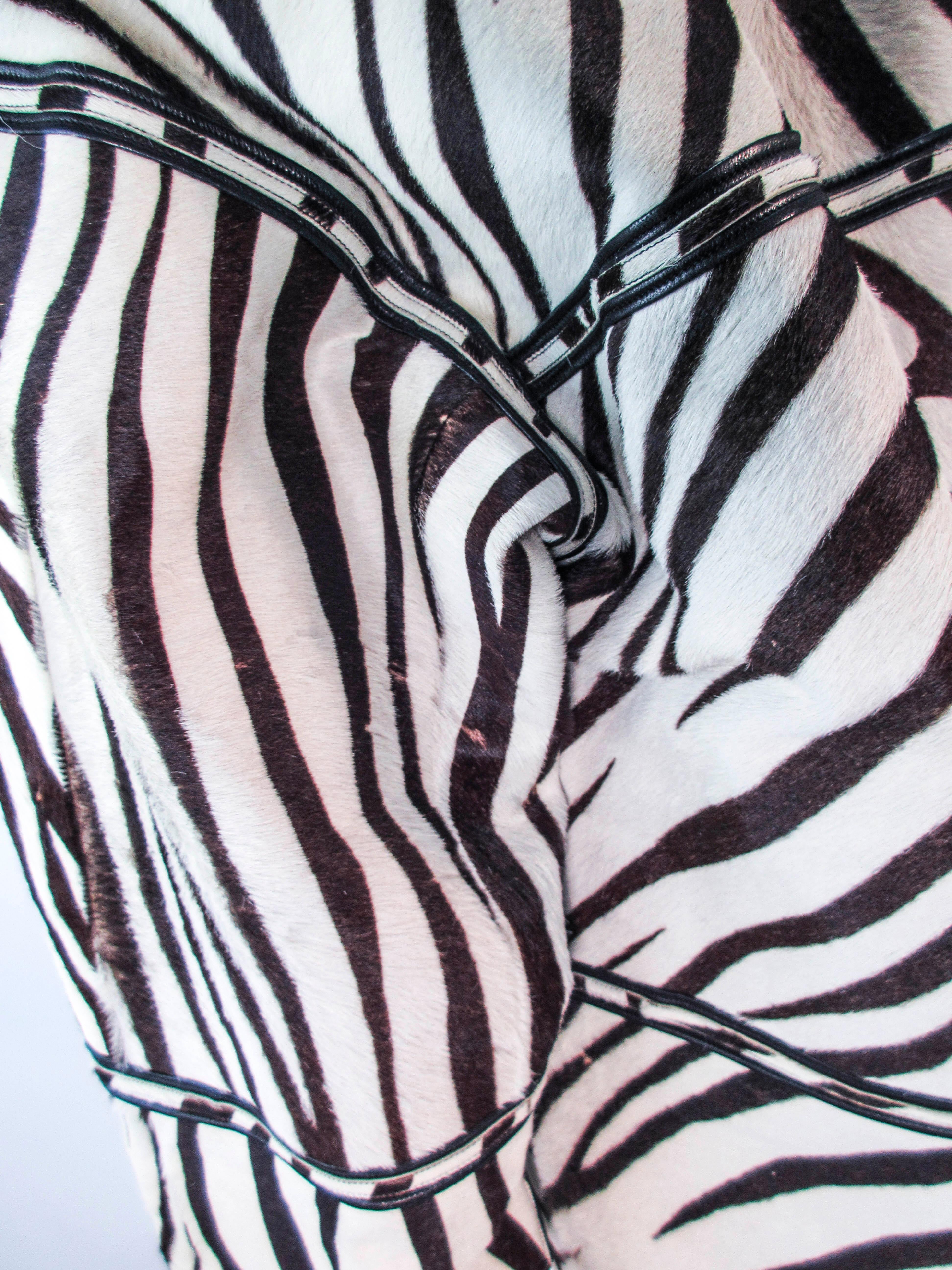 AMEN WARDY Zebra Pattern Cowhide Coat Size 4 6 8  For Sale 8